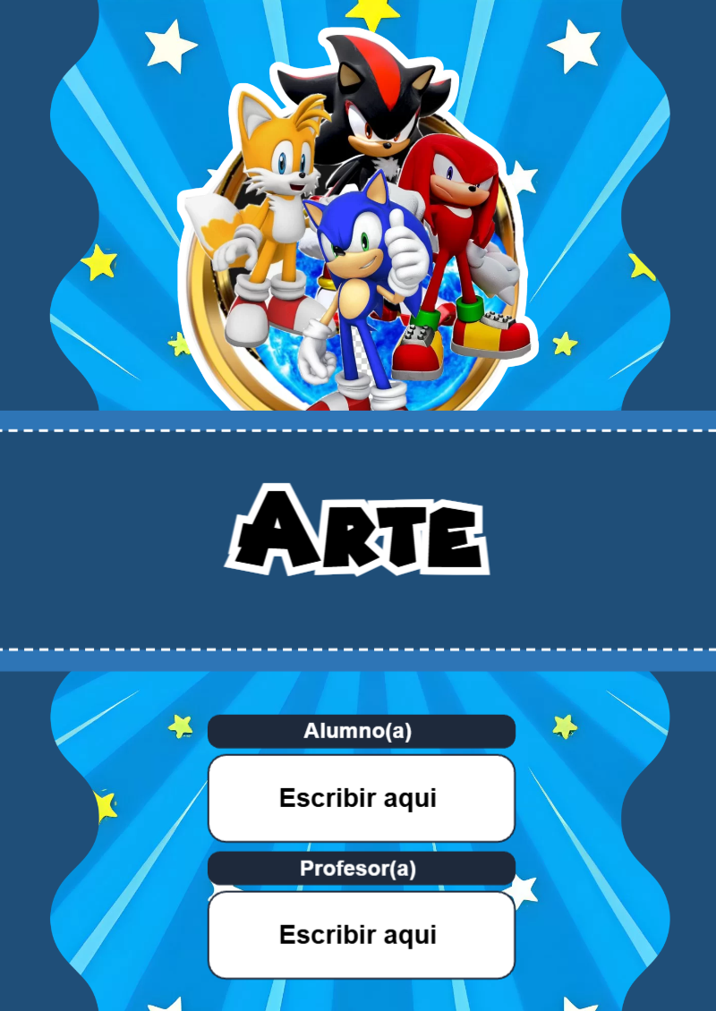 Portada de Sonic de Arte Editable para Imprimir Gratis
