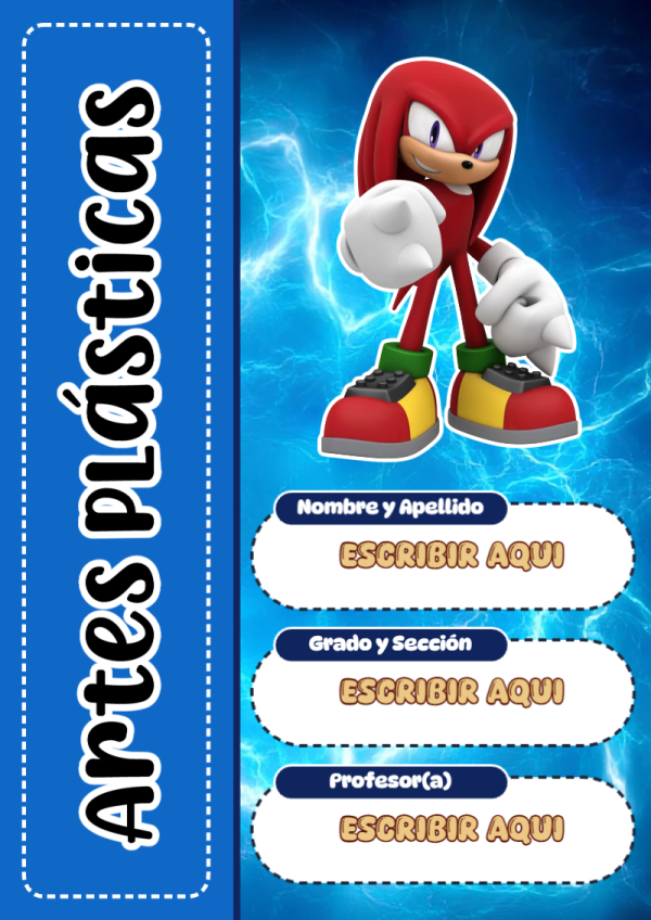 Portada de Sonic de Artes Plásticas para cuaderno para estudiantes - para todas las edades y grados