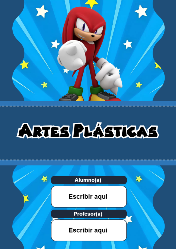 Portada de Sonic de Artes Plásticas para cuaderno para clases - ideal para cuadernos de espiral