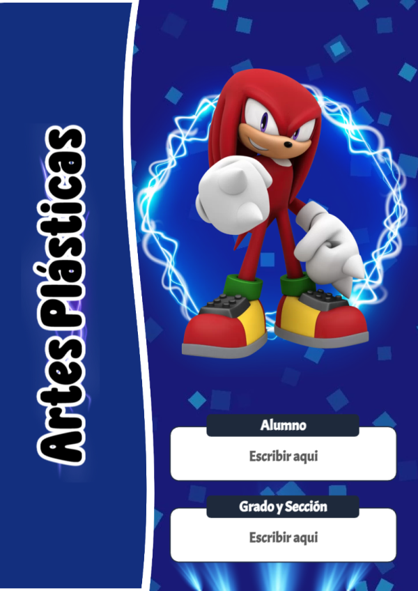 Portada de Sonic de Artes Plásticas para cuaderno ideal para niños - ideal para el nuevo año escolar
