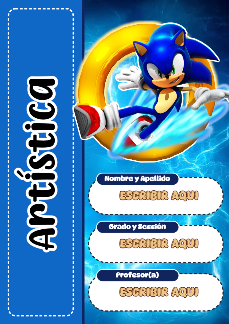 Portada de Sonic de Artística Editable para Imprimir Gratis