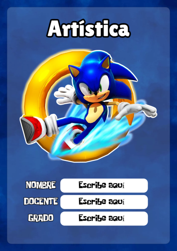Portada de Sonic de Artística para cuaderno con estilo infantil - ideal para cuadernos de espiral
