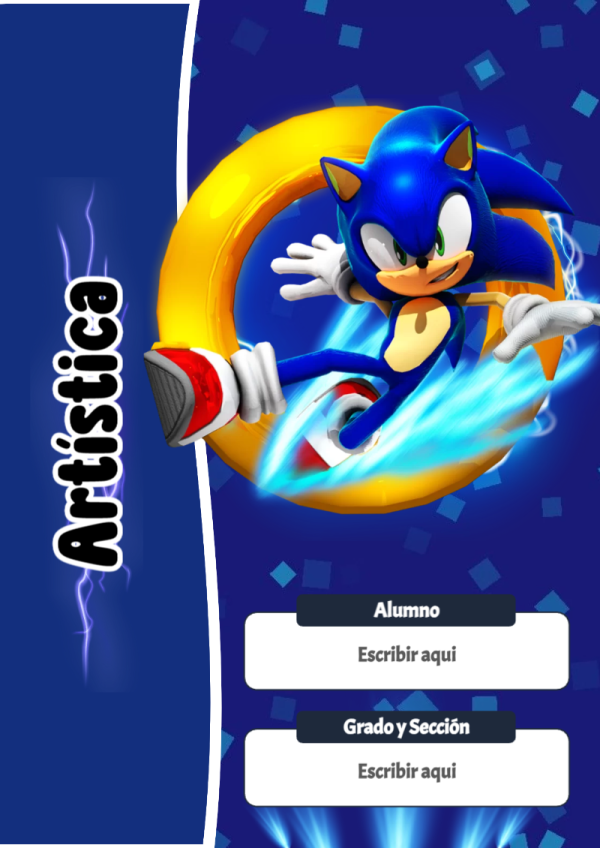 Portada de Sonic de Artística para cuaderno decorativa y bonita - diseño exclusivo y original