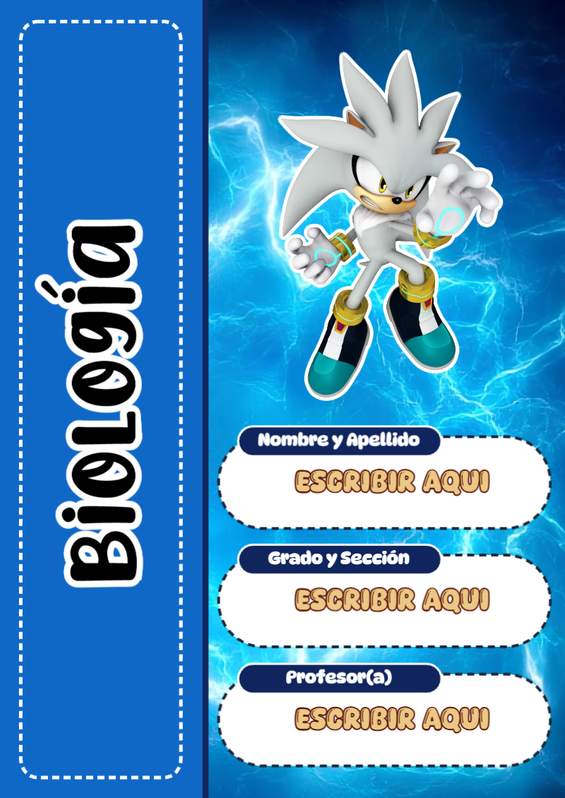 Portada de Sonic de Biología para cuaderno decorativa y bonita - ideal para el nuevo año escolar