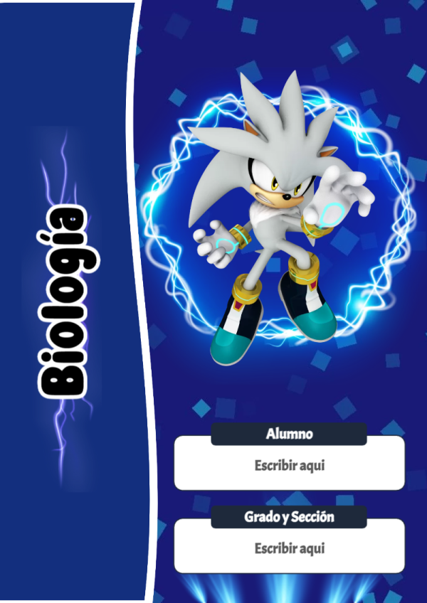 Portada de Sonic de Biología para cuaderno bonita para imprimir - diseño escolar moderno