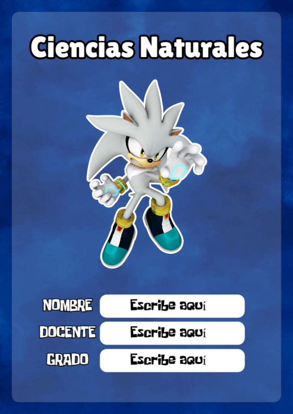 Portada de Sonic de Ciencias Naturales para cuaderno con diseño escolar - diseño exclusivo y original