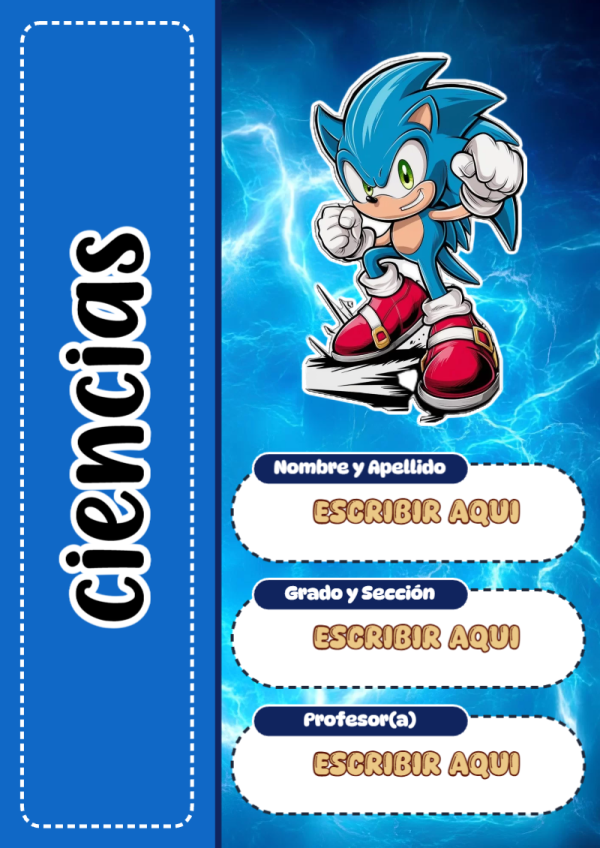 Portada de Sonic de Ciencias para cuaderno ideal para niños - creación especial de Mini Canva