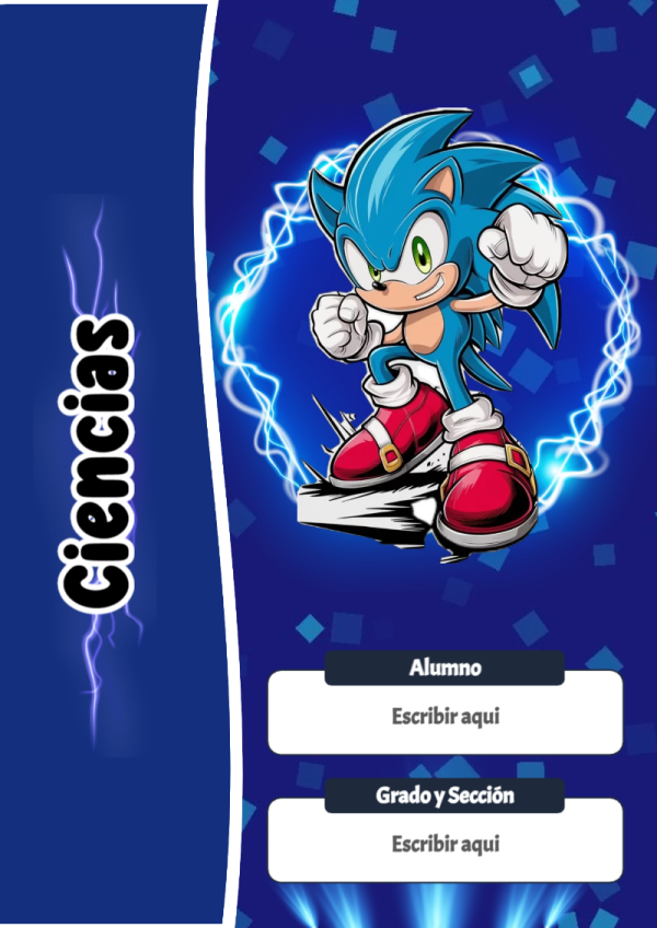 Portada de Sonic de Ciencias para cuaderno para estudiantes - para todas las edades y grados