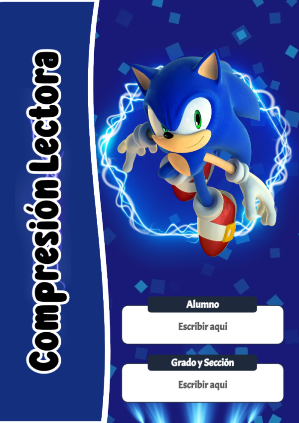 Portada de Sonic de Compresión Lectora para cuaderno en formato A4 - para todas las edades y grados