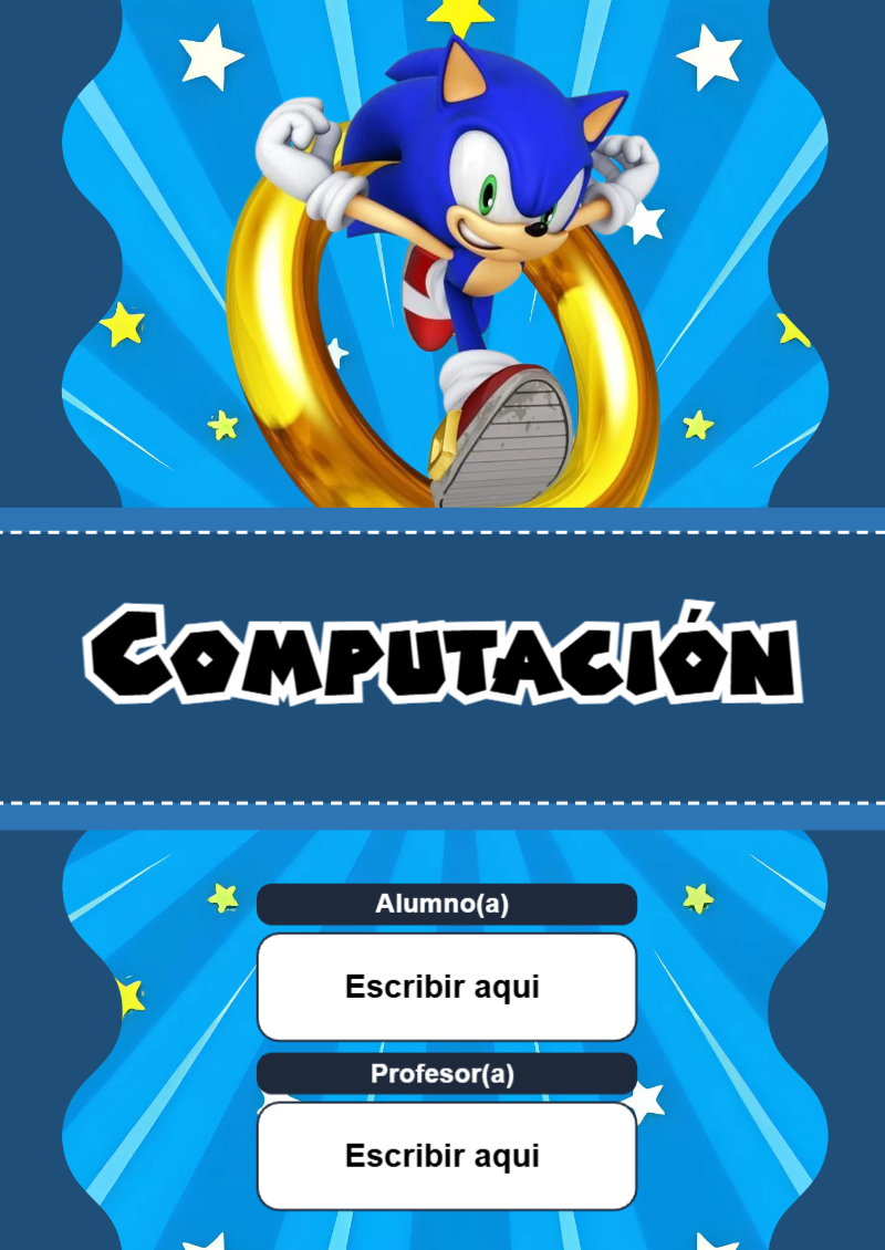 Portada de Sonic de Computación Editable para Imprimir Gratis