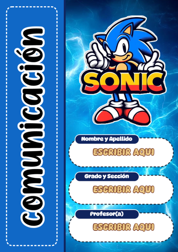 Portada de Sonic de Comunicación para cuaderno con estilo creativo - versión premium para imprimir
