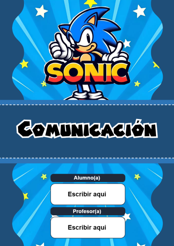Portada de Sonic de Comunicación para cuaderno llamativa y bonita - para personalizar tus materias