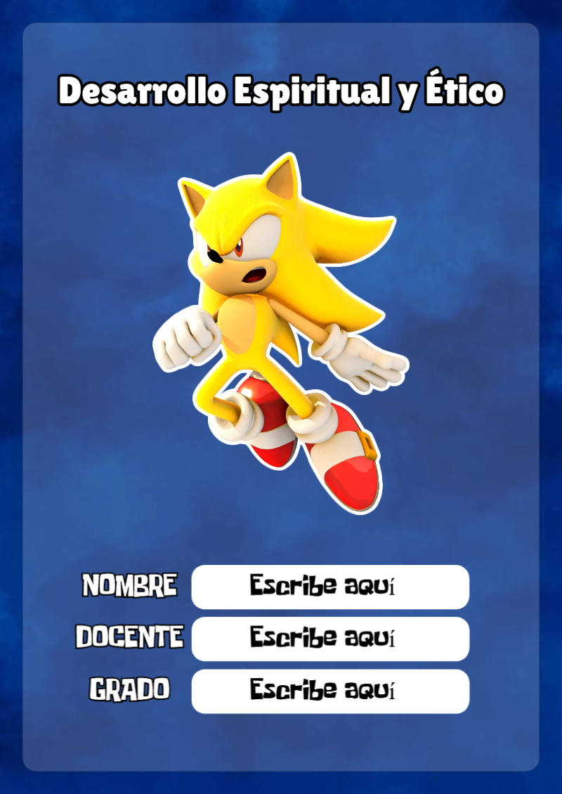 Portada de Sonic de Desarrollo Espiritual y Ético Editable para Imprimir Gratis