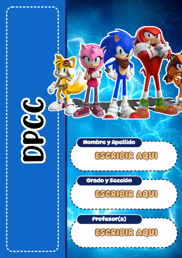 Portada de Sonic de DPCC para cuaderno escolar creativa - estilo único para estudiantes