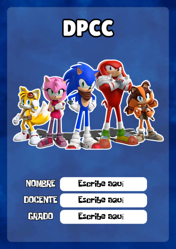 Portada de Sonic de DPCC para cuaderno con diseño bonito - perfecto para organizar tus apuntes