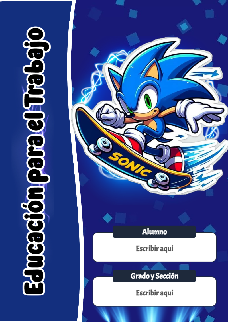 Portada de Sonic de Educación para el Trabajo Editable para Imprimir Gratis