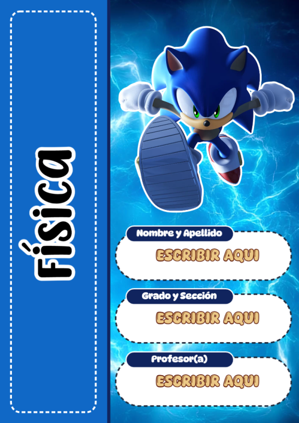 Portada de Sonic de Física para cuaderno bonita para imprimir - perfecto para organizar tus apuntes