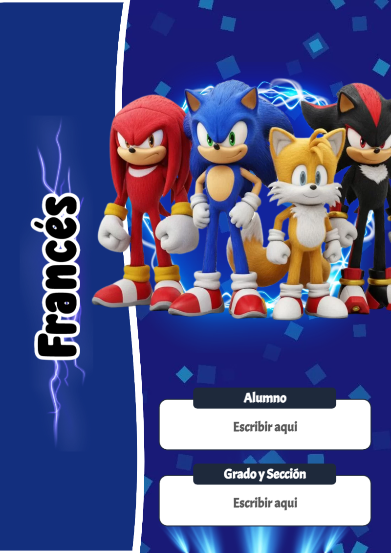 Portada de Sonic de Francés Editable para Imprimir Gratis