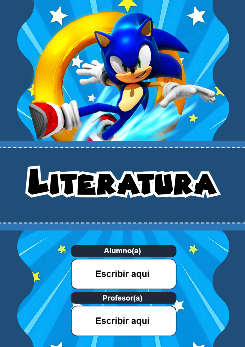 Portada de Sonic de Literatura Editable para Imprimir Gratis
