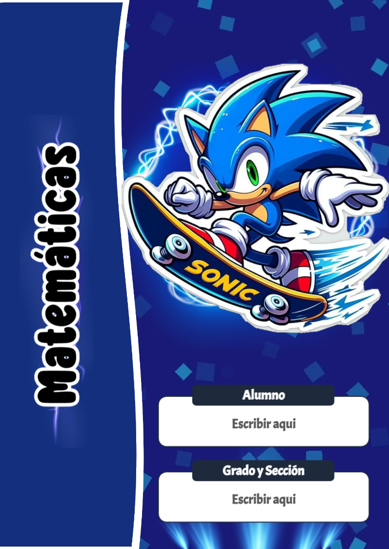Portada de Sonic de Matemáticas Editable para Imprimir Gratis
