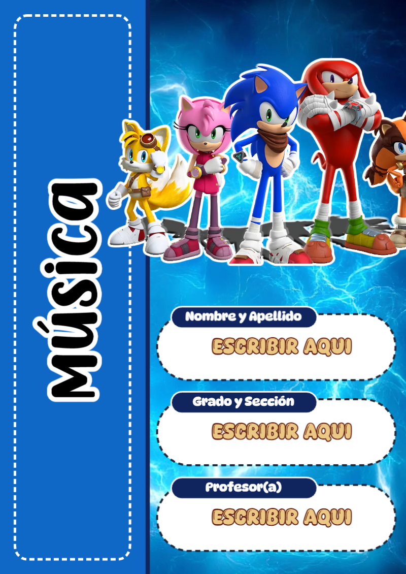 Portada de Sonic de Música Editable para Imprimir Gratis