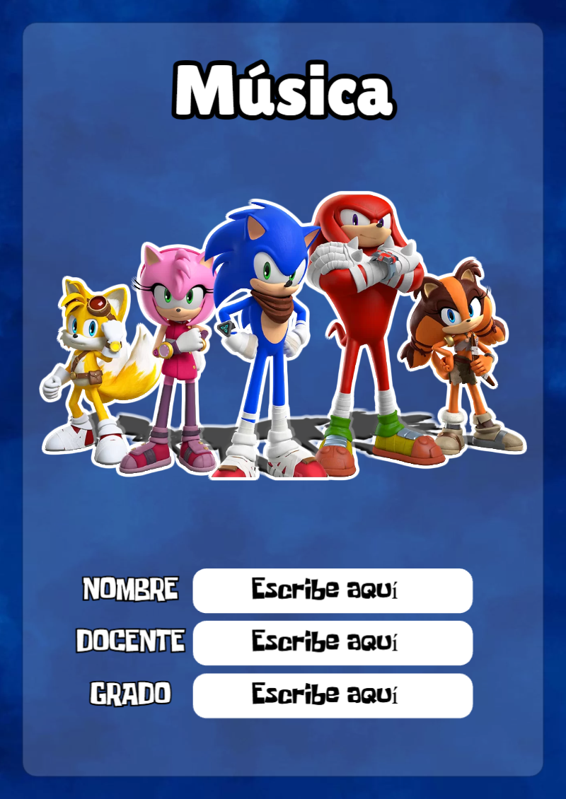 Portada de Sonic de Música Editable para Imprimir Gratis