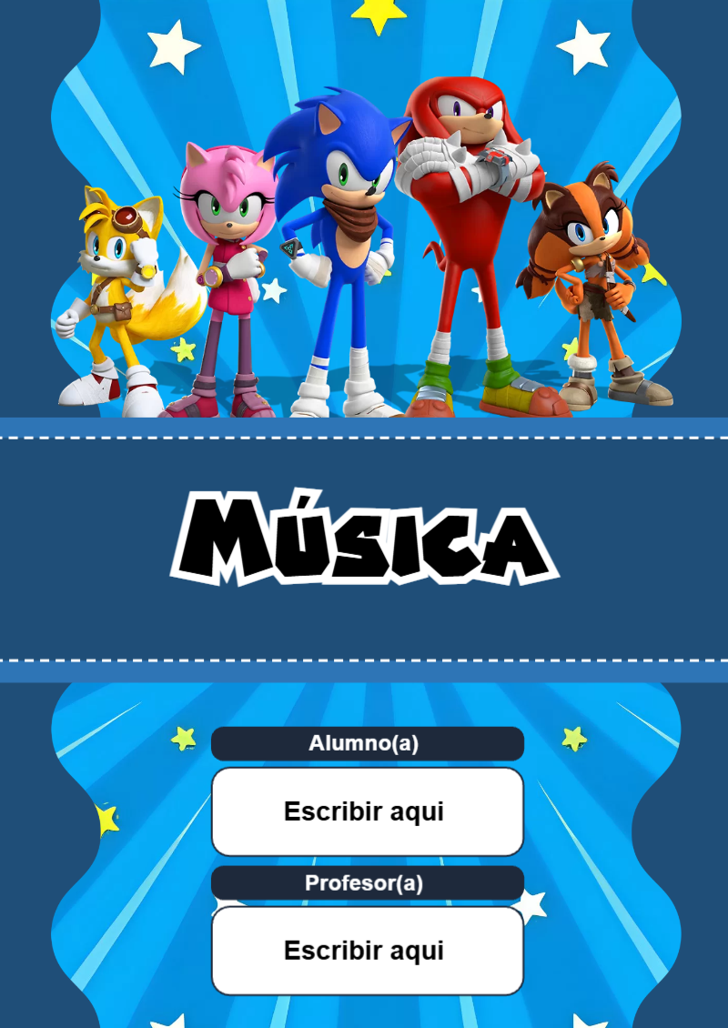 Portada de Sonic de Música Editable para Imprimir Gratis