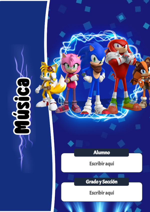 Portada de Sonic de Música para cuaderno para estudiantes - para todas las edades y grados