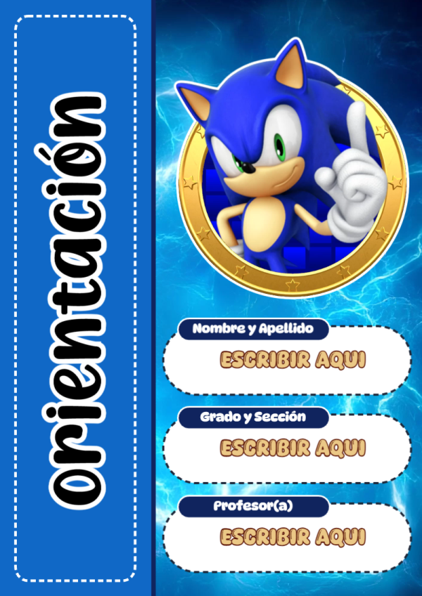 Portada de Sonic de Orientación para cuaderno con estilo creativo - tendencia educativa 2026