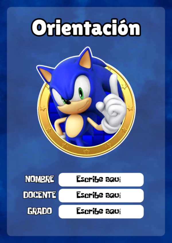 Portada de Sonic de Orientación para cuaderno decorativa y bonita - disponible para descarga gratuita