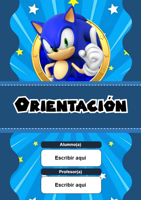 Portada de Sonic de Orientación para cuaderno decorativa y bonita - formato digital listo para usar
