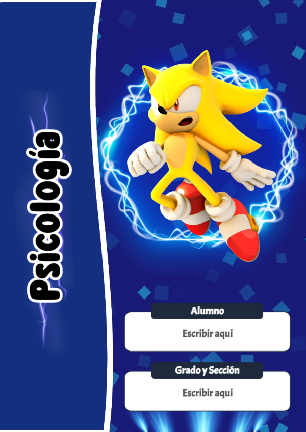 Portada de Sonic de Psicología para cuaderno para estudiantes - disponible para descarga gratuita
