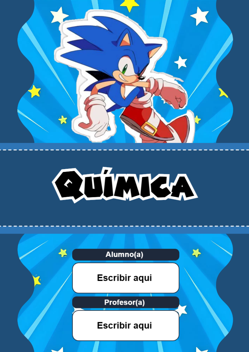Portada de Sonic de Química Editable para Imprimir Gratis