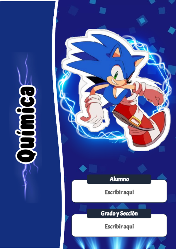 Portada de Sonic de Química para cuaderno con estilo creativo - para el regreso a clases