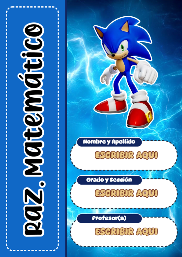 Portada de Sonic de Raz. Matemático para cuaderno fácil de imprimir - versión premium para imprimir
