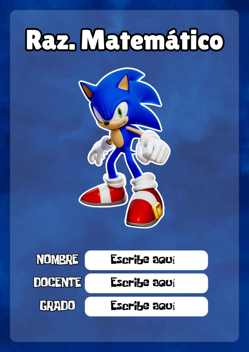 Portada de Sonic de Raz. Matemático Editable para Imprimir Gratis