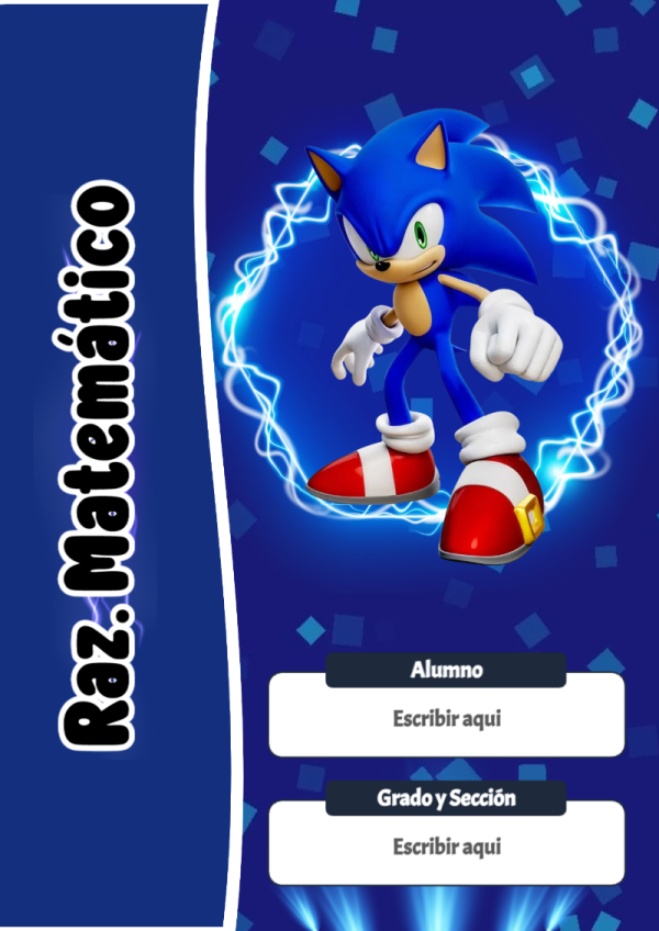Portada de Sonic de Raz. Matemático para cuaderno para estudiantes - perfecto para organizar tus apuntes