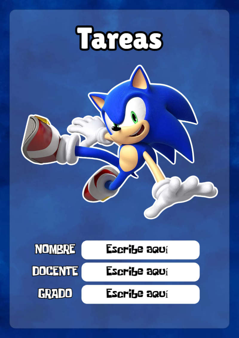 Portada de Sonic de Tareas para cuaderno ideal para niños - perfecto para organizar tus apuntes