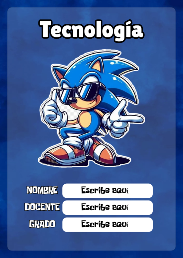 Portada de Sonic de Tecnología para cuaderno con estilo creativo - versión premium para imprimir