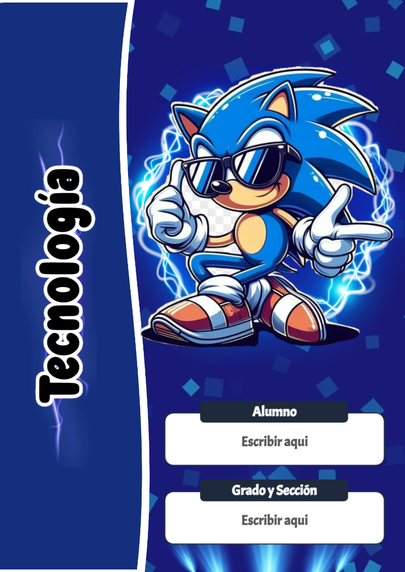 Portada de Sonic de Tecnología para cuaderno con diseño escolar - ideal para el nuevo año escolar