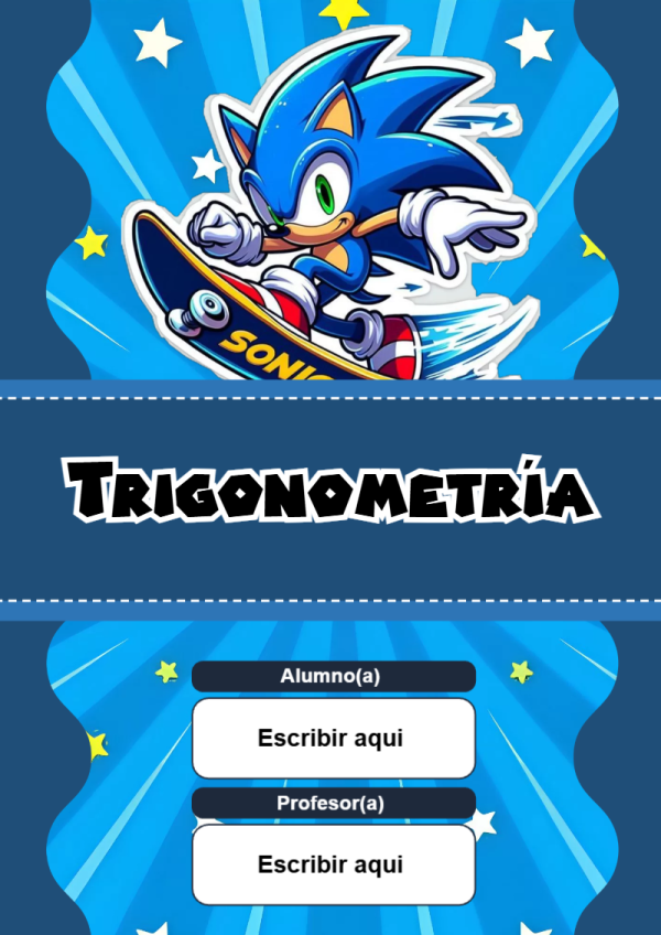 Portada de Sonic de Trigonometría para cuaderno colorida y creativa - tendencia educativa 2026
