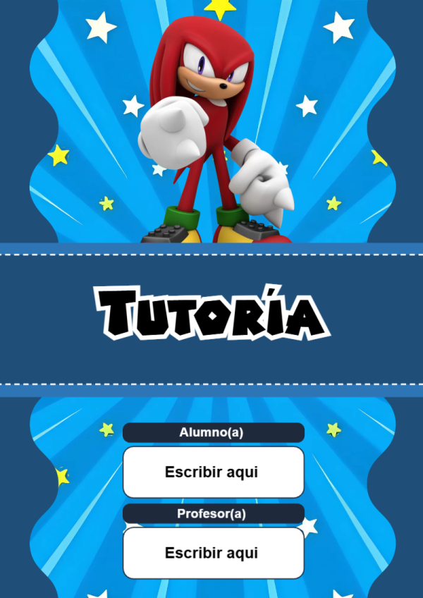 Portada de Sonic de Tutoría para cuaderno escolar creativa - tendencia educativa 2026