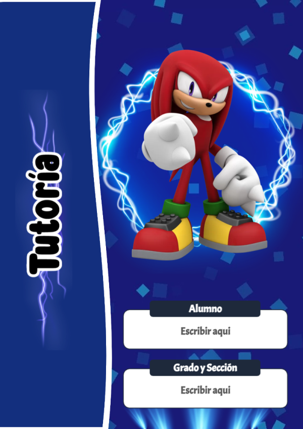 Portada de Sonic de Tutoría para cuaderno con estilo creativo - versión premium para imprimir