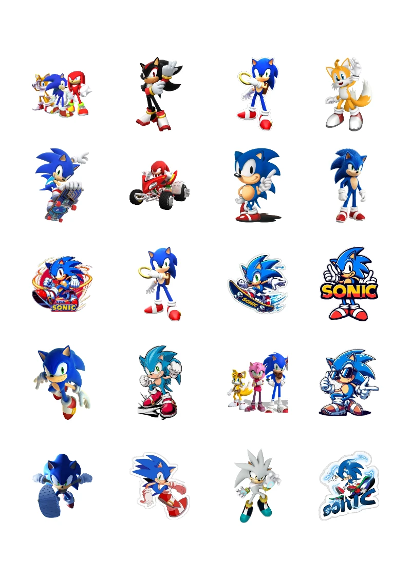 Stickers de SONIC para Imprimir Gratis y Editar (Diseño 2) para imprimir y recortar gratis - estilo único para estudiantes