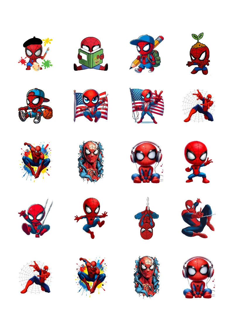 Stickers decorativos de Spider-Man Editables para Imprimir Gratis (Diseño 3) para imprimir en A4 - tendencia educativa 2026