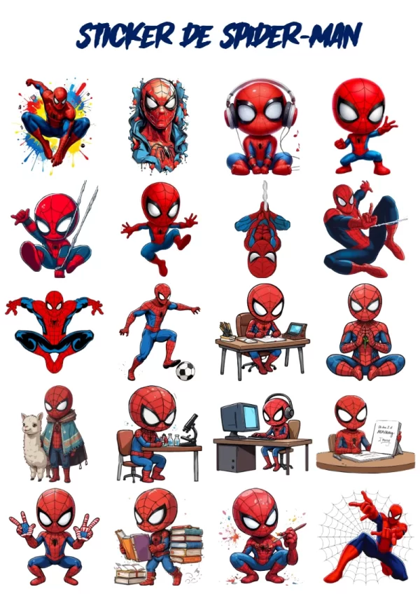 Stickers decorativos de Spider Man para imprimir en A4 - creación especial de Mini Canva