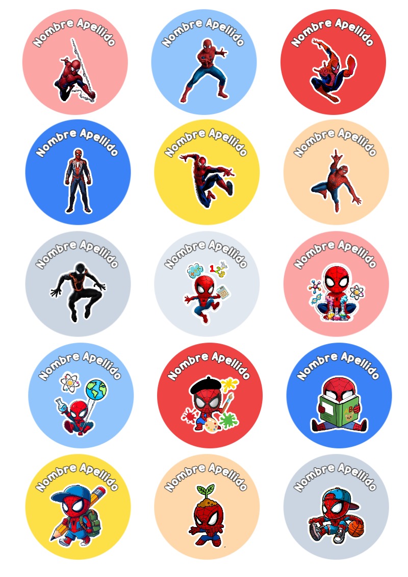 Etiquetas de Spider-Man para cuadernos y útiles escolares - para todas las edades y grados