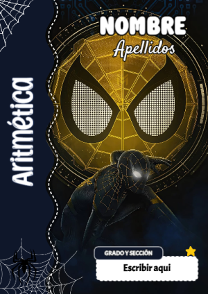 Portada de Spiderman de Aritmética para cuaderno lista para imprimir en A4 - disponible para descarga gratuita