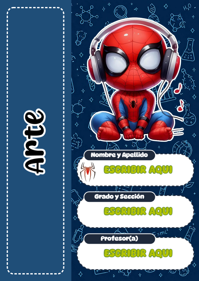 Portada de Spiderman de Arte para cuaderno con diseño escolar - tendencia educativa 2026