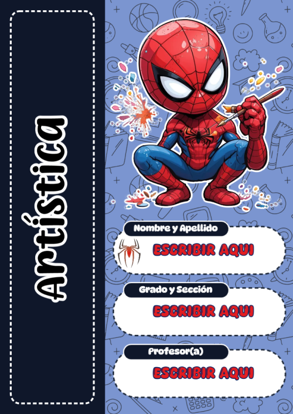 Portada de Spiderman de Artística para cuaderno para primaria - estilo único para estudiantes